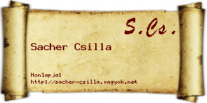 Sacher Csilla névjegykártya